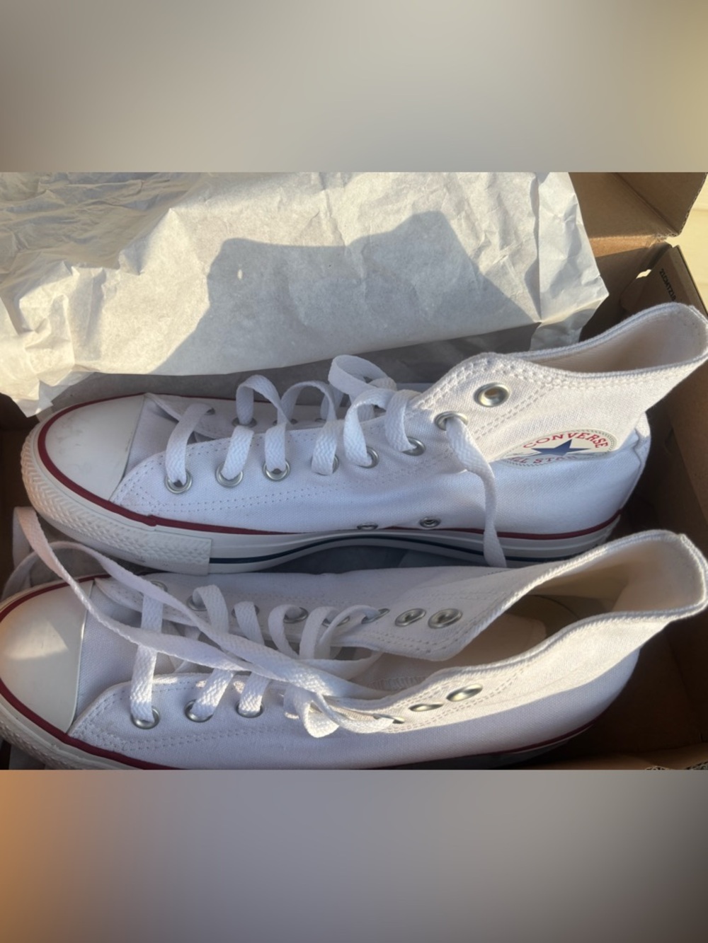 Converse White High Top Sneakers with Silver Eyelets